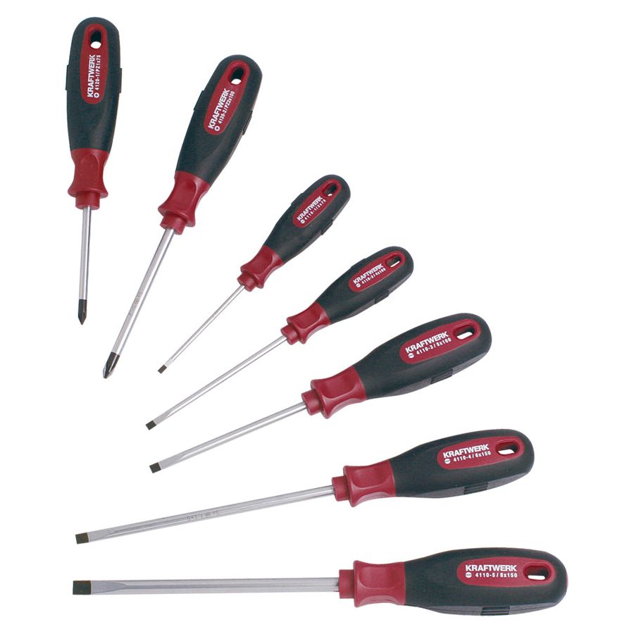 Kraftwerk Ergokraft Schraubendrehersatz, Schlitz & Pozidriv PZ, 7-tlg