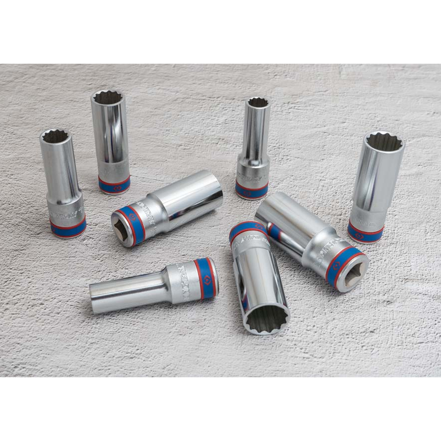 KING TONY Profi-Werkzeuge - 1/2" Steckschlüssel-Set, lang, metrisch - 8 tlg. 4208MR