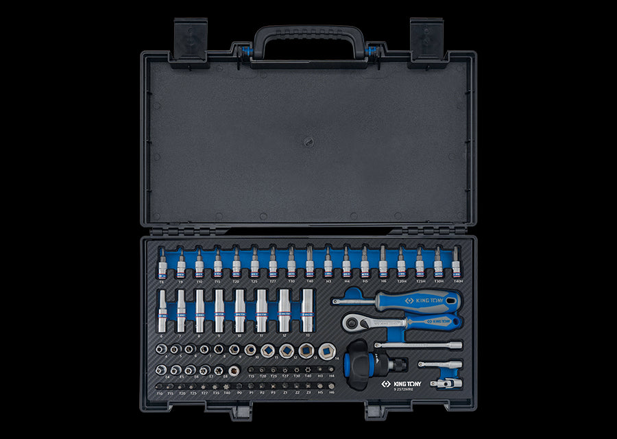 KING TONY Profi-Werkzeuge - 1/4" Steckschlüssel-Set, EVAWAVE, Zubehör - 72 tlg. 2572MRE