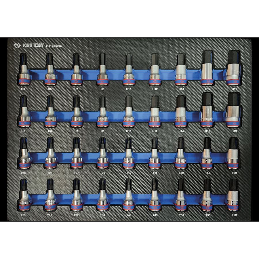 KING TONY Profi-Werkzeuge - 1/2" 6-Kant- und TORX® Bit-Einsätze - 36 tlg. DISPLAY 941B1MRE