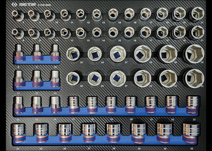 KING TONY Profi-Werkzeuge - 1/2" 6-Kant-Bit-Einsätze - 60 tlg. DISPLAY 975B1MRE