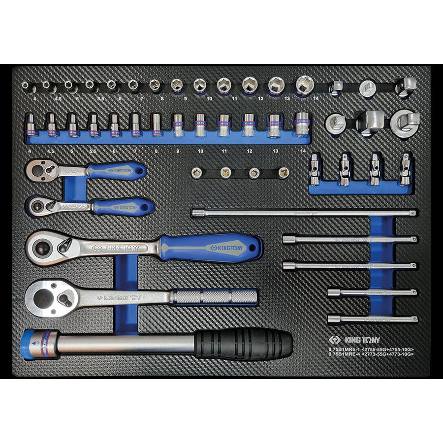KING TONY Profi-Werkzeuge - 1/2"+1/4" Zubehörset, - 52 tlg. DISPLAY 975B1MRE4