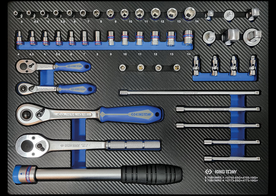 KING TONY Profi-Werkzeuge - 1/2"+1/4" Zubehörset, - 52 tlg. DISPLAY 975B1MRE4