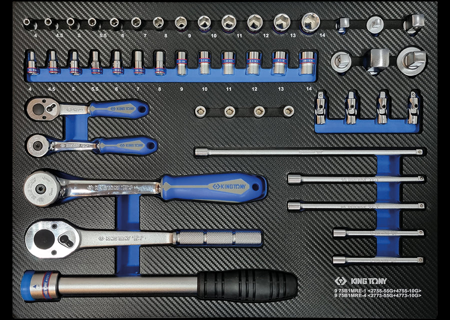 KING TONY Profi-Werkzeuge - 1/2"+1/4" Zubehörset, - 52 tlg. DISPLAY 975B1MRE1
