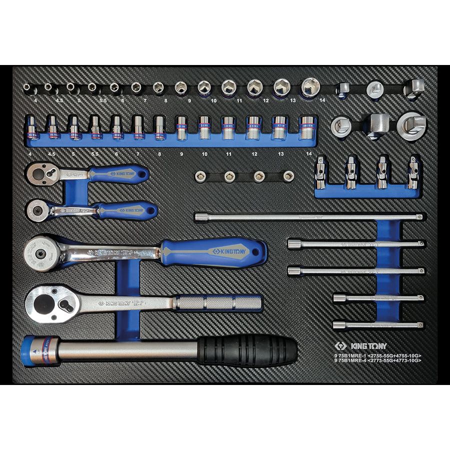 KING TONY Profi-Werkzeuge - 1/2"+1/4" Zubehörset, - 52 tlg. DISPLAY 975B1MRE1
