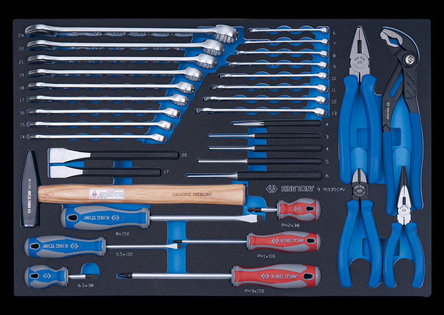 KING TONY Profi-Werkzeuge - Schlüssel-, Schraubendreher-, Zangen- und Schlagwerkzeugsets 35tlg. 991035CRV