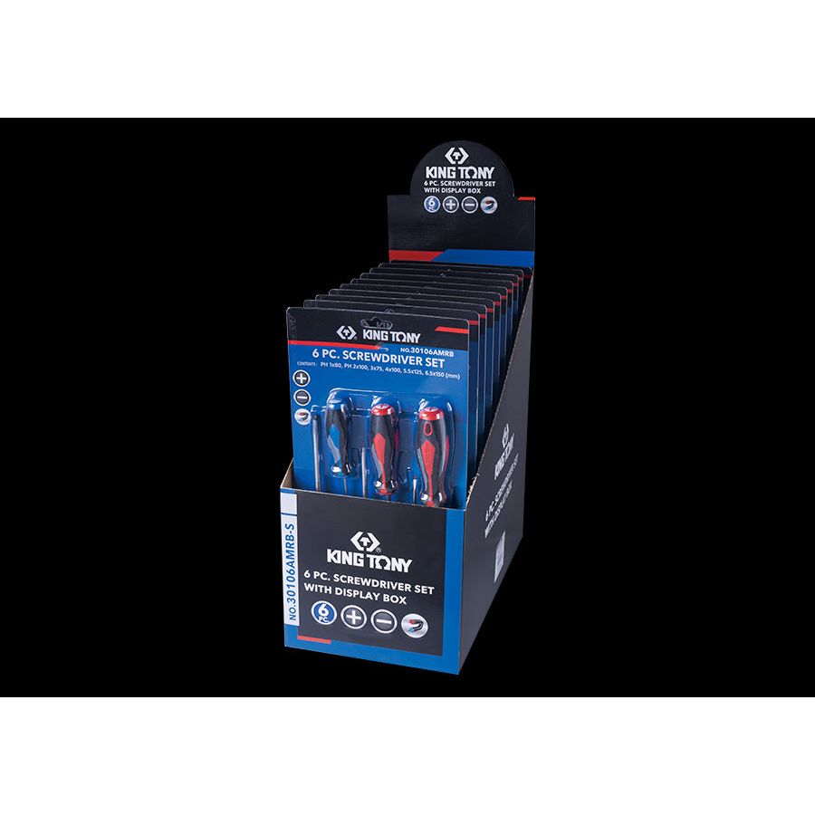 KING TONY Profi-Werkzeuge - Display Schraubendreher-Set 30106AMRB - 10 tlg. 30106AMRBS