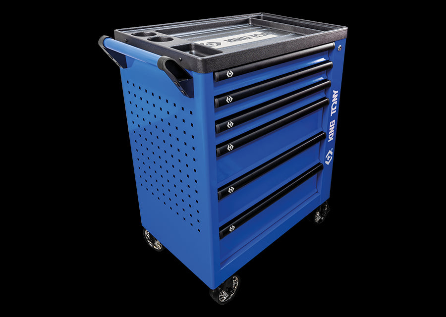 KING TONY Profi-Werkzeuge - Werkzeugwagen mit 6 Schubladen - Blau 87G386BAB