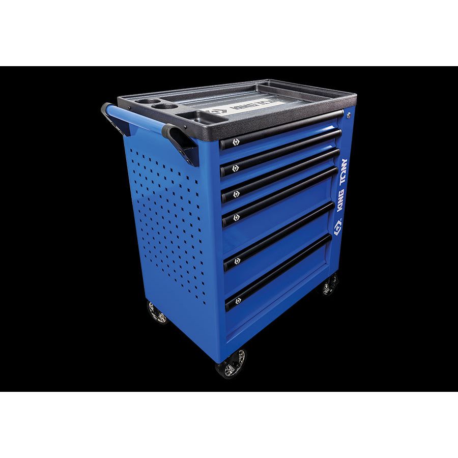 KING TONY Profi-Werkzeuge - Werkzeugwagen mit 6 Schubladen - Blau 87G386BAB