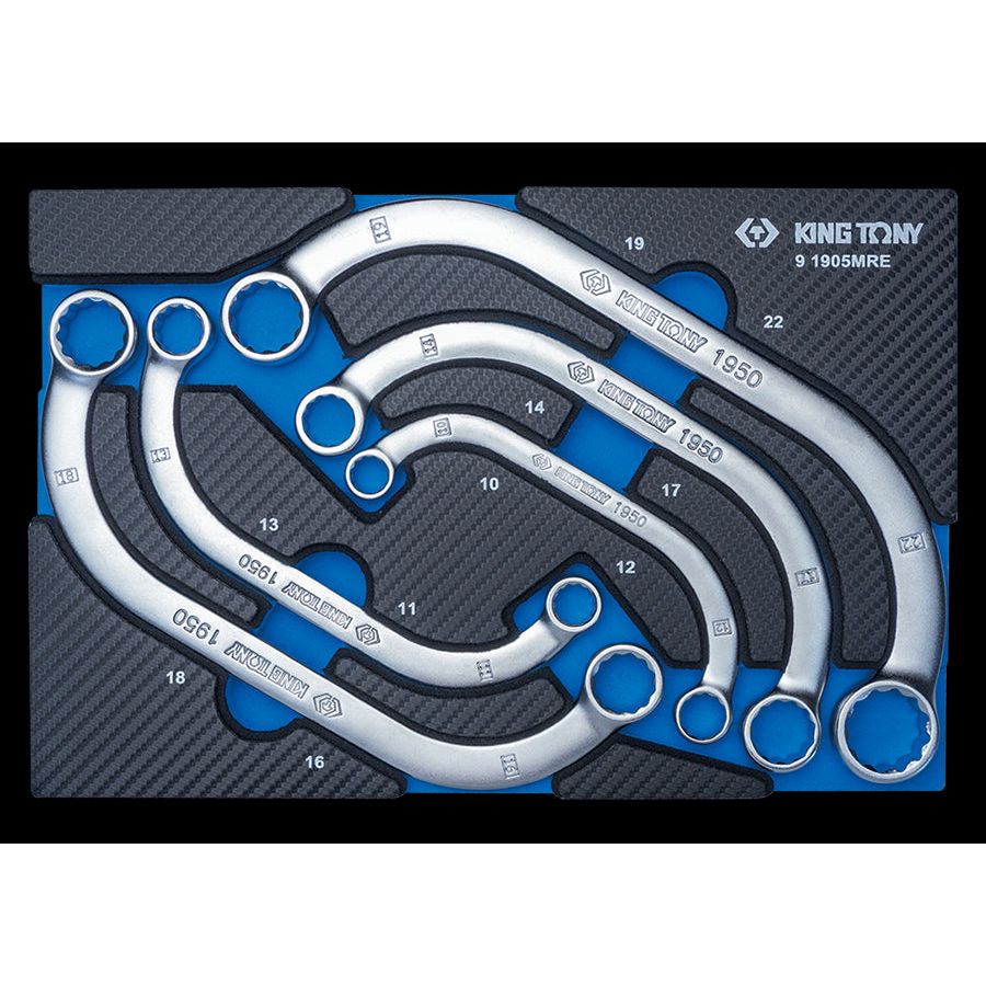 KING TONY Profi-Werkzeuge - Halbmond-Ringschlüsselset, EVAWAVE - 5 tlg. 91905MRE