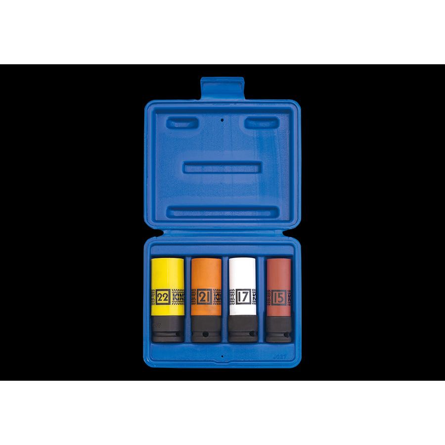 KING TONY Profi-Werkzeuge - 1/2" Kraft-Steckschlüsselset, Zoll, lang - 4tlg. 44904MP