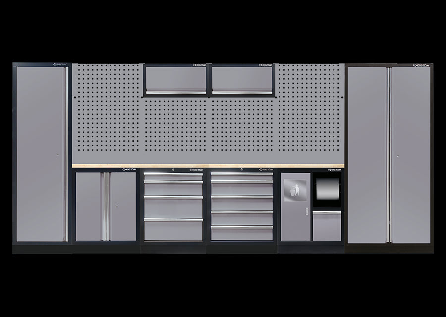 KING TONY Profi-Werkzeuge - Werkstatteinrichtung, Werkstatt Schrankwand, Werkbank - farbe grau 87D11AKGU