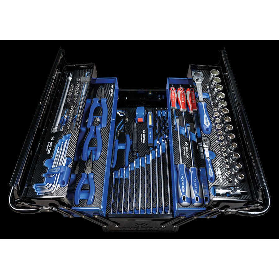 KING TONY Profi-Werkzeuge - Komplette Werkzeugkiste, blau - 100 tlg. 902100MKB2