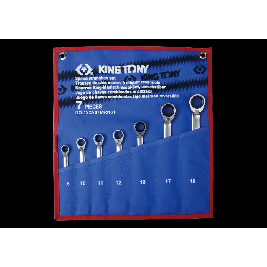 KING TONY Profi-Werkzeuge - Schraubenschlüssel-Set, für Schnellmontage, metrisch - 7 tlg. 122A07MRN01