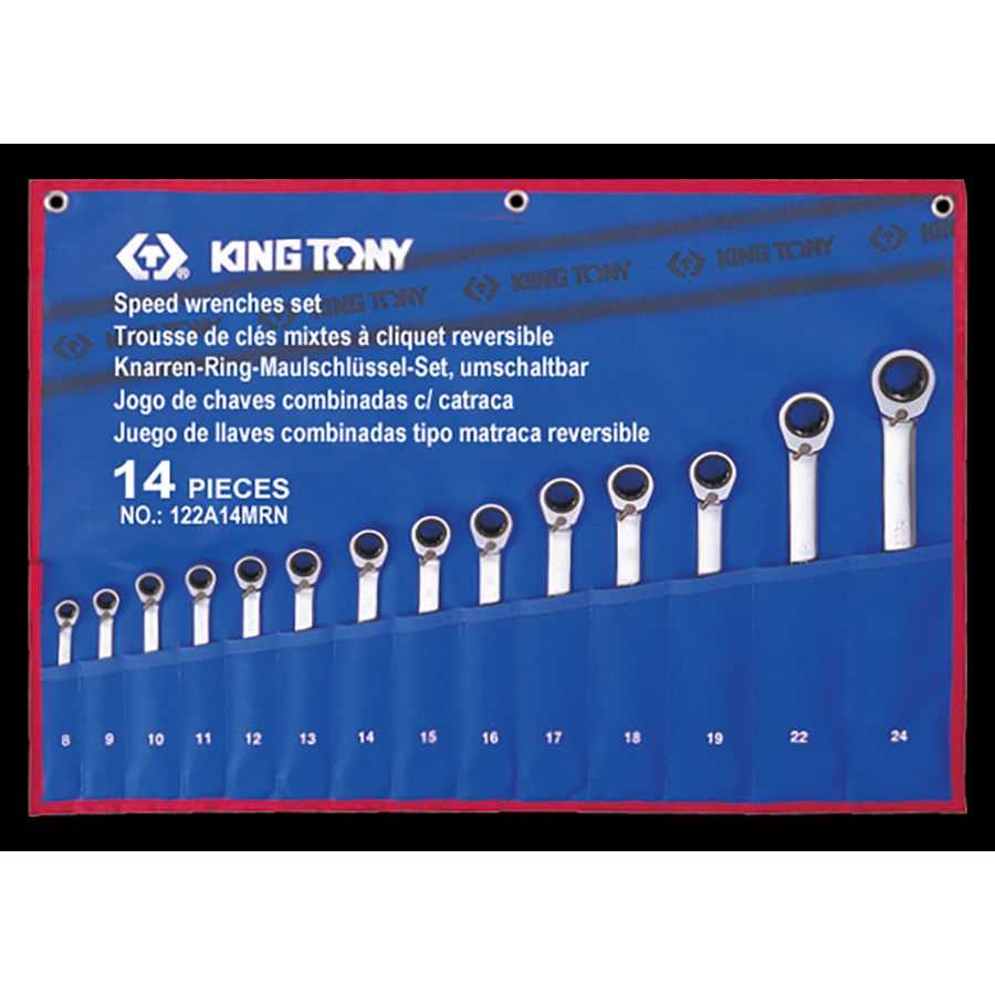 KING TONY Profi-Werkzeuge - Schraubenschlüssel-Set, für Schnellmontage, metrisch - 14 tlg. 122A14MRN