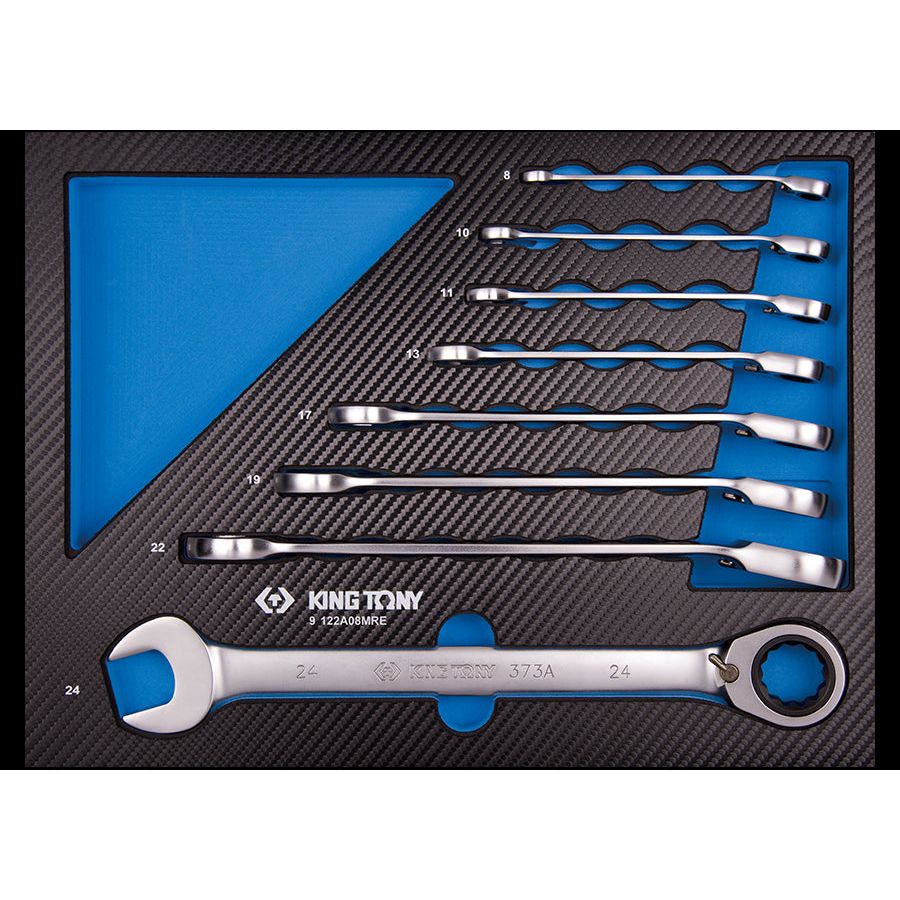 KING TONY Profi-Werkzeuge - Kombi-Schlüssel, EVAWAVE - 8 tlg. 373A 9122A08MRE