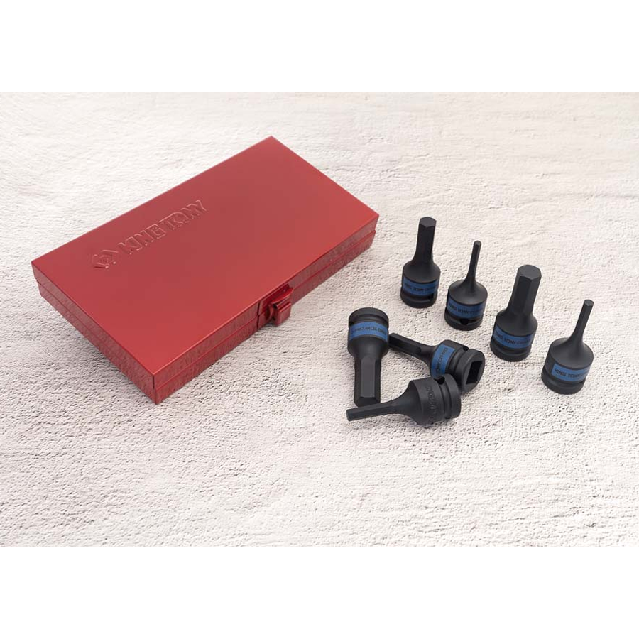 KING TONY Profi-Werkzeuge - 1/2" 6-Kant Kraft-Steckschlüssel - 7 tlg. 4407MP