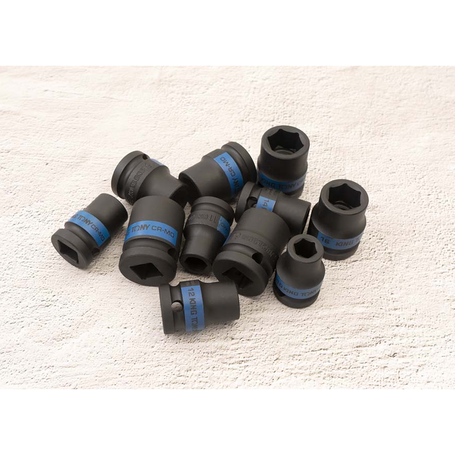 KING TONY Profi-Werkzeuge - 1/2" Kraft-Steckschlüsselset, metrisch - 11 tlg. 4412MP