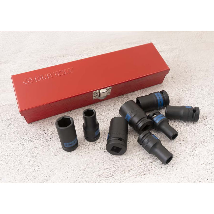 KING TONY Profi-Werkzeuge - 1/2" Kraft-Steckschlüsselset, lang, metrisch - 8 tlg. 4413MP