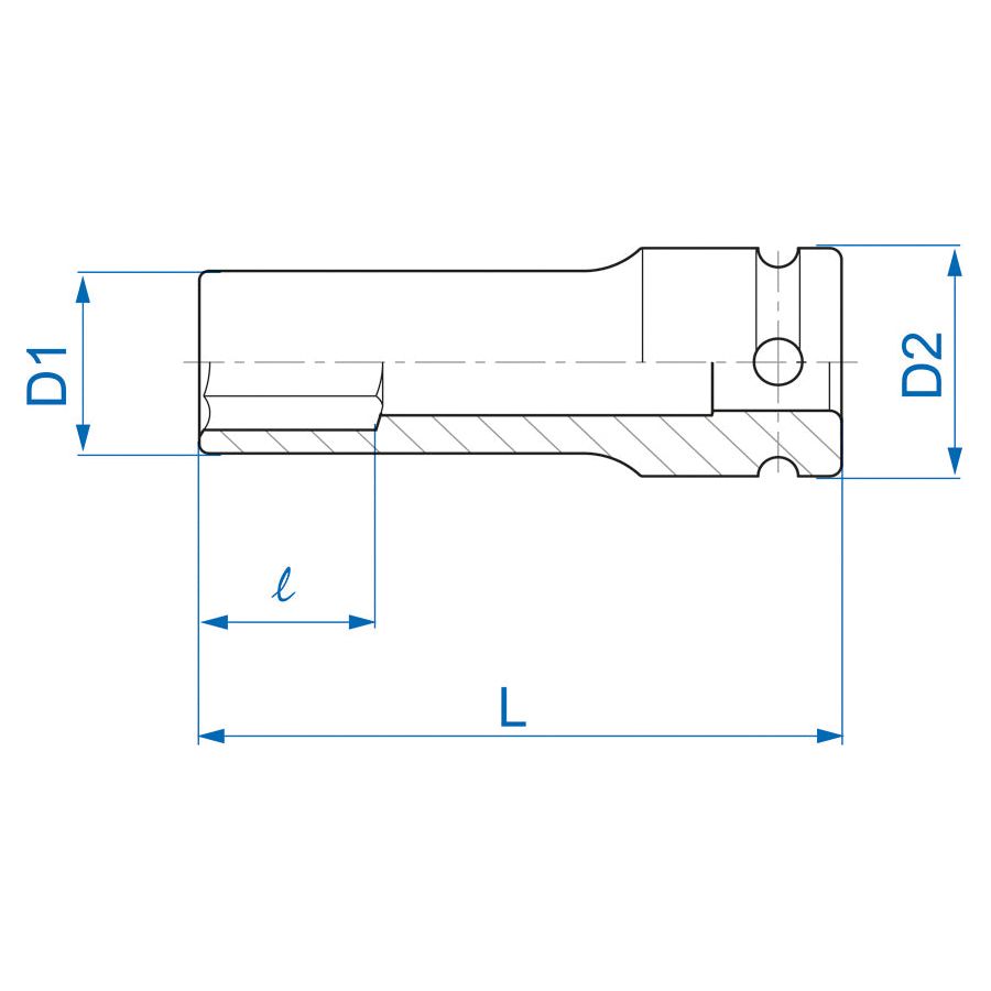 KING TONY Profi-Werkzeuge - 1/2" 6-Kant Kraft-Steckschlüssel, metrisch, dünne Wand - 17mm 441517M