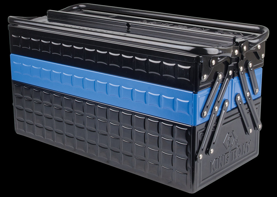KING TONY Profi-Werkzeuge - XL Metall-Werkzeugkiste 530x220x260 - Schwarz / Blau 87A051A0KB
