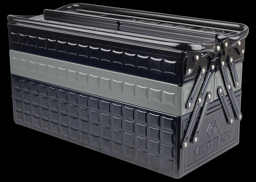 KING TONY Profi-Werkzeuge - XL Metall-Werkzeugkiste 530x220x260 - Schwarz / Grau 87A051A0KG