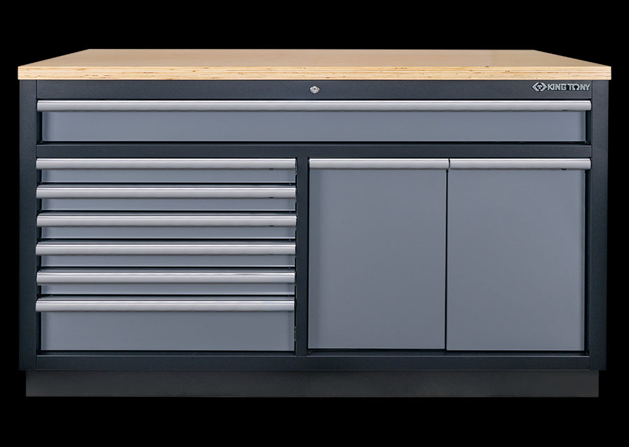 KING TONY Profi-Werkzeuge - Niedriges Möbel 9 Schubladen - Farbe Grau 87D1123AKG