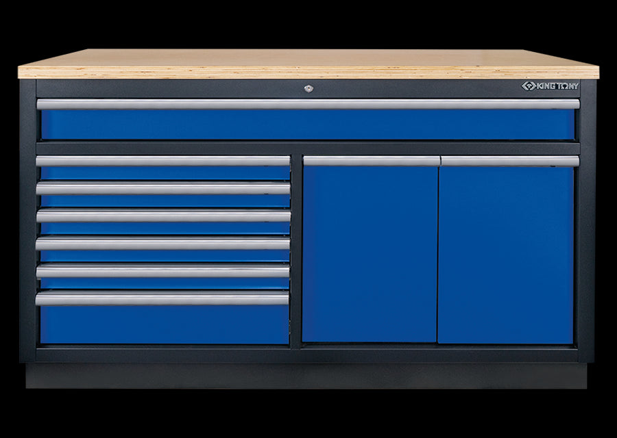 KING TONY Profi-Werkzeuge - Niedriges Möbel 9 Schubladen - Schwarz-Blau 87D1123AKB