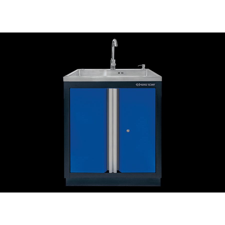 KING TONY Profi-Werkzeuge - Metall-Aktenschrank 2 türig mit Waschbecken - Farbe Blau 87D1119AKB