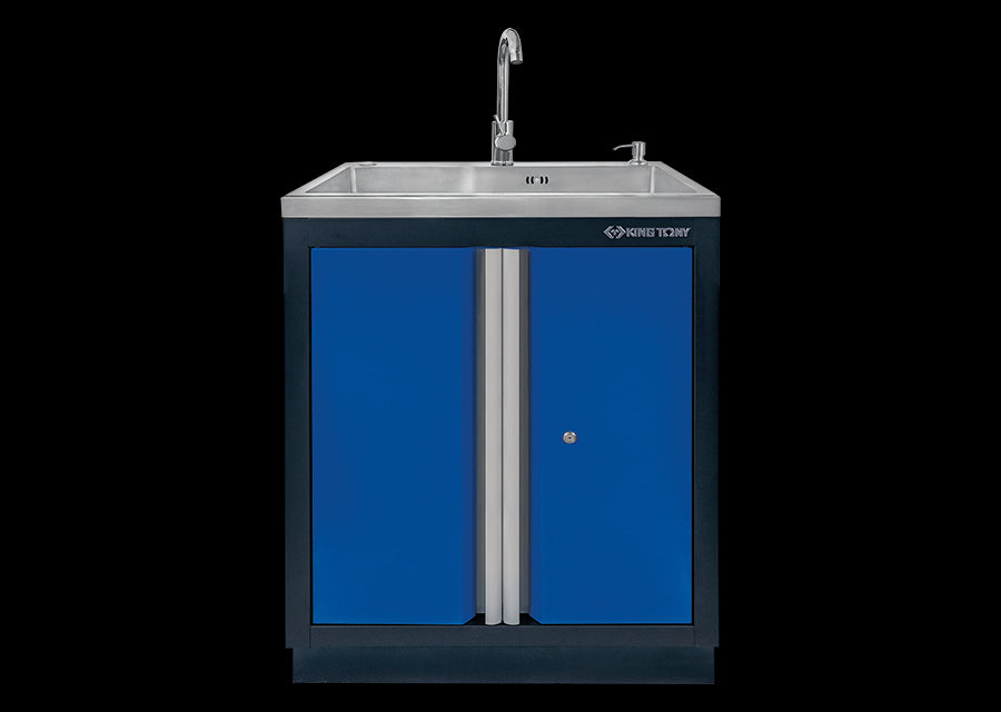 KING TONY Profi-Werkzeuge - Metall-Aktenschrank 2 türig mit Waschbecken - Farbe Blau 87D1119AKB