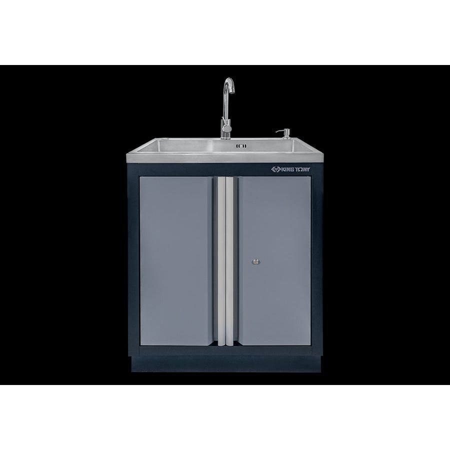 KING TONY Profi-Werkzeuge - Metall-Aktenschrank 2 türig mit Waschbecken - Farbe Grau 87D1119AKG
