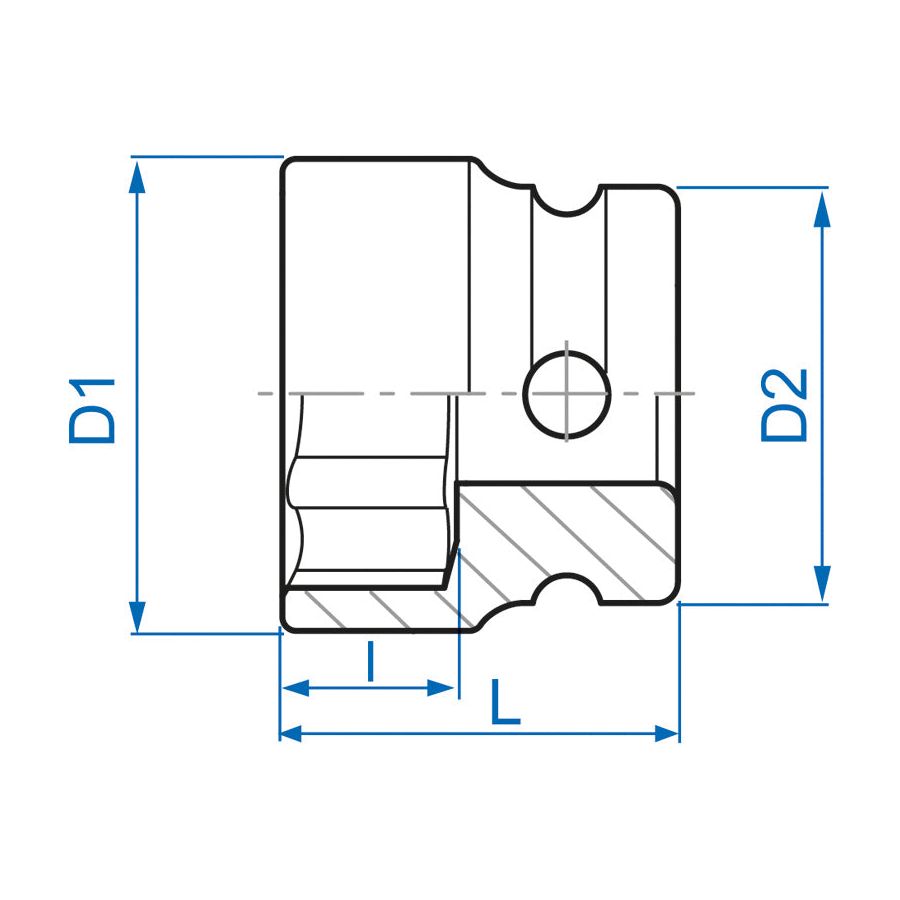 KING TONY Profi-Werkzeuge - 1/2" 6-Kant Kraft-Steckschlüssel, metrisch, Mini-Version - 19 mm 452519M