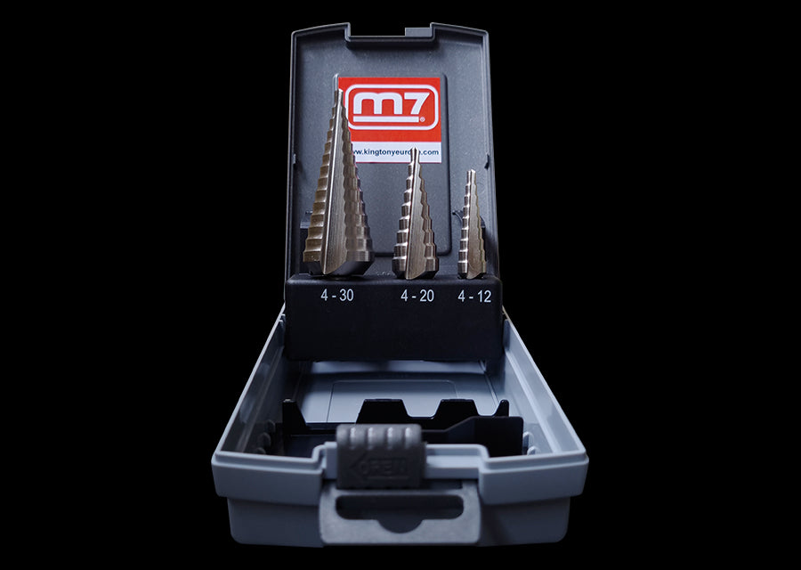 M7 Power-Werkzeuge - Stufenbohrer-Satz HSS mit 3 Schneiden - 3tlg. QEHSS3