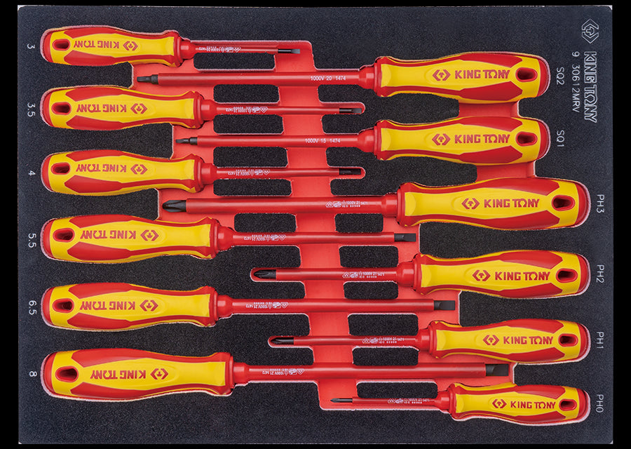 KING TONY Profi-Werkzeuge - VDE isolierter Schraubendreher-Set - 12 tlg. 930612MRV