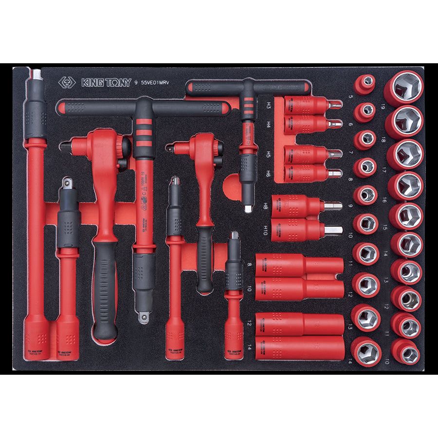 KING TONY Profi-Werkzeuge - 1/4"+3/8" Steckschlüssel-Set, isoliert 38tlg. 955VE01MRV