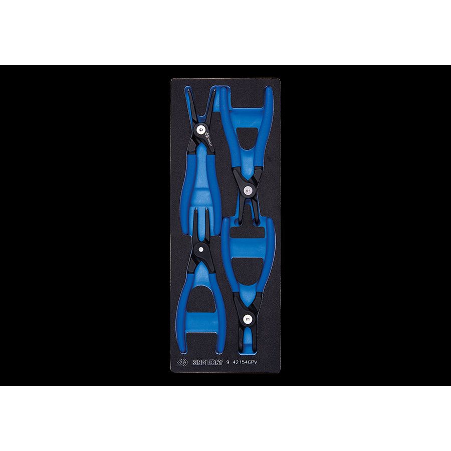 KING TONY Profi-Werkzeuge - Sprengringzangen-Set in EVAWAVE-Schaumstoff-Einlage - 4 tlg. 942154GPE