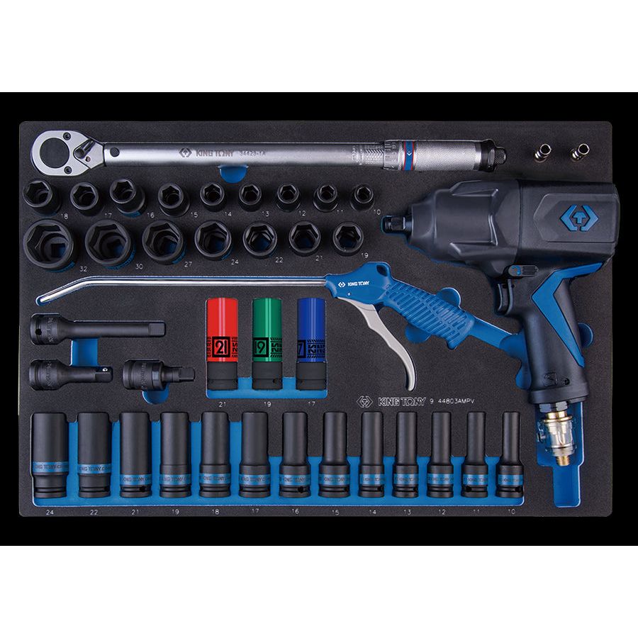 KING TONY Profi-Werkzeuge - 1/2" Kraftschrauber-Set für Alufelgen, Zubehör - 41 tlg. 944803MPV