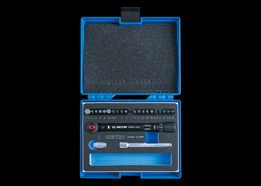 KING TONY Profi-Werkzeuge - 1/4" Aluminium Drehmomentschlüssel 3-16Nm für Fahrräder 23tlg 3426D1D23MR