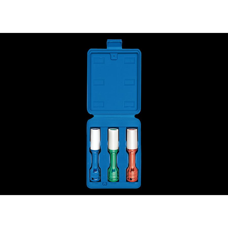 KING TONY Profi-Werkzeuge - 1/2" Kraft-Steckschlüsselset, Zoll, extra lang - 3 tlg. 4405MXL