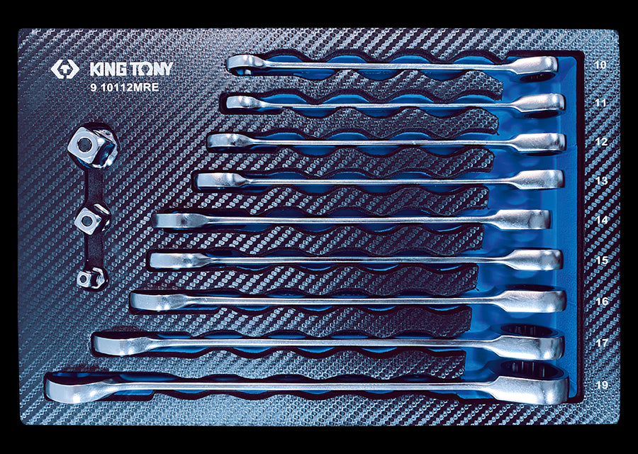KING TONY Profi-Werkzeuge - Ratschenringschlüssel, EVAWAVE - 12 tlg. 910112MRE