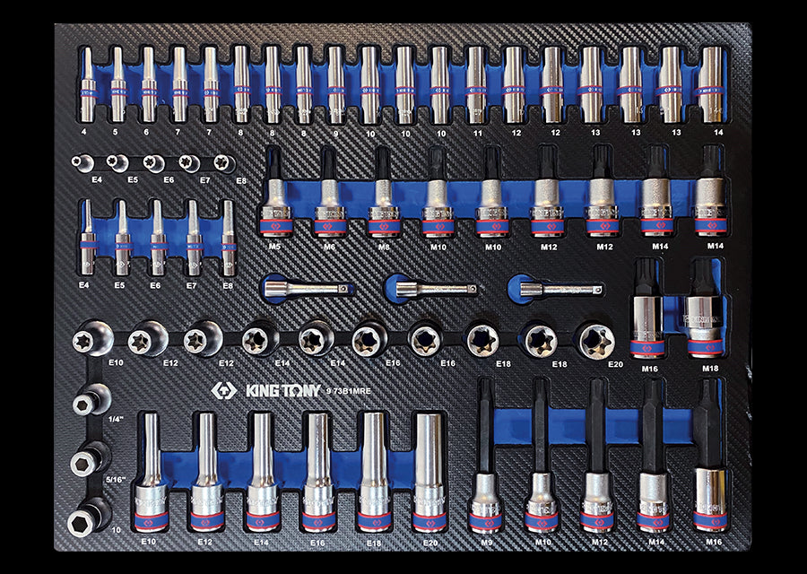 KING TONY Profi-Werkzeuge - 1/4"+ 1/2" Steckschlüssel-Set, EVAWAVE - 67 tlg. 973B1MRE