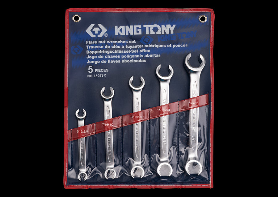 KING TONY Profi-Werkzeuge - Maulschlüssel-Set, Zoll - 5 tlg. 1305SR