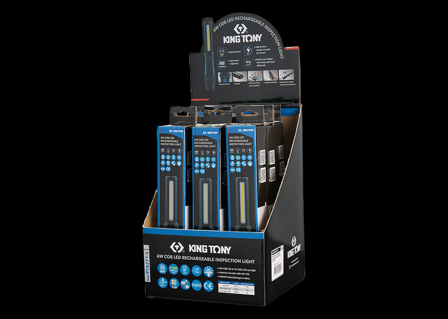 KING TONY Profi-Werkzeuge - Verkaufsdisplay LED-Inspektionslampe 9TA271 - 9 tlg. 9TA271AS