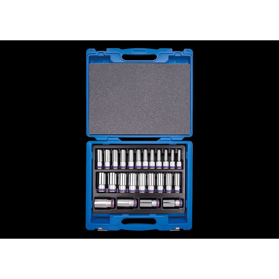 KING TONY Profi-Werkzeuge - 1/2" 6-Kant Steckschlüssel-Set, lang - 25 tlg. 4335MR01