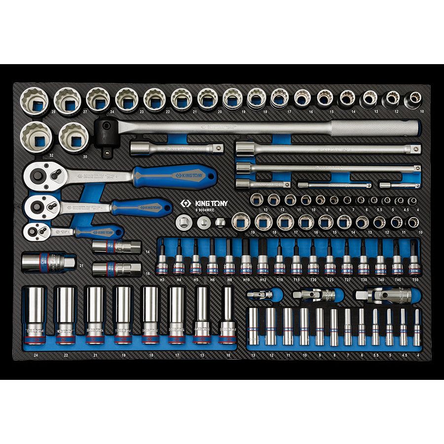 KING TONY Profi-Werkzeuge - Schaumplatte EVAWAVE mit Steckschlüssel 95tlg. 99004MRE