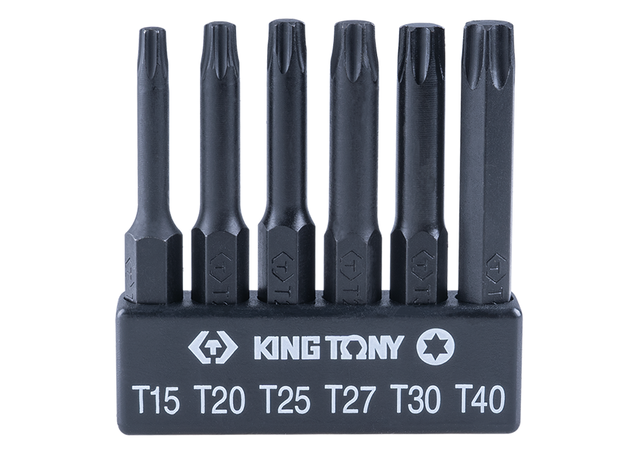 KING TONY Profi-Werkzeuge - 1/4" TORX Schraubdreher-Bit-Set - 6 tlg. L:50mm 1004A6TQ