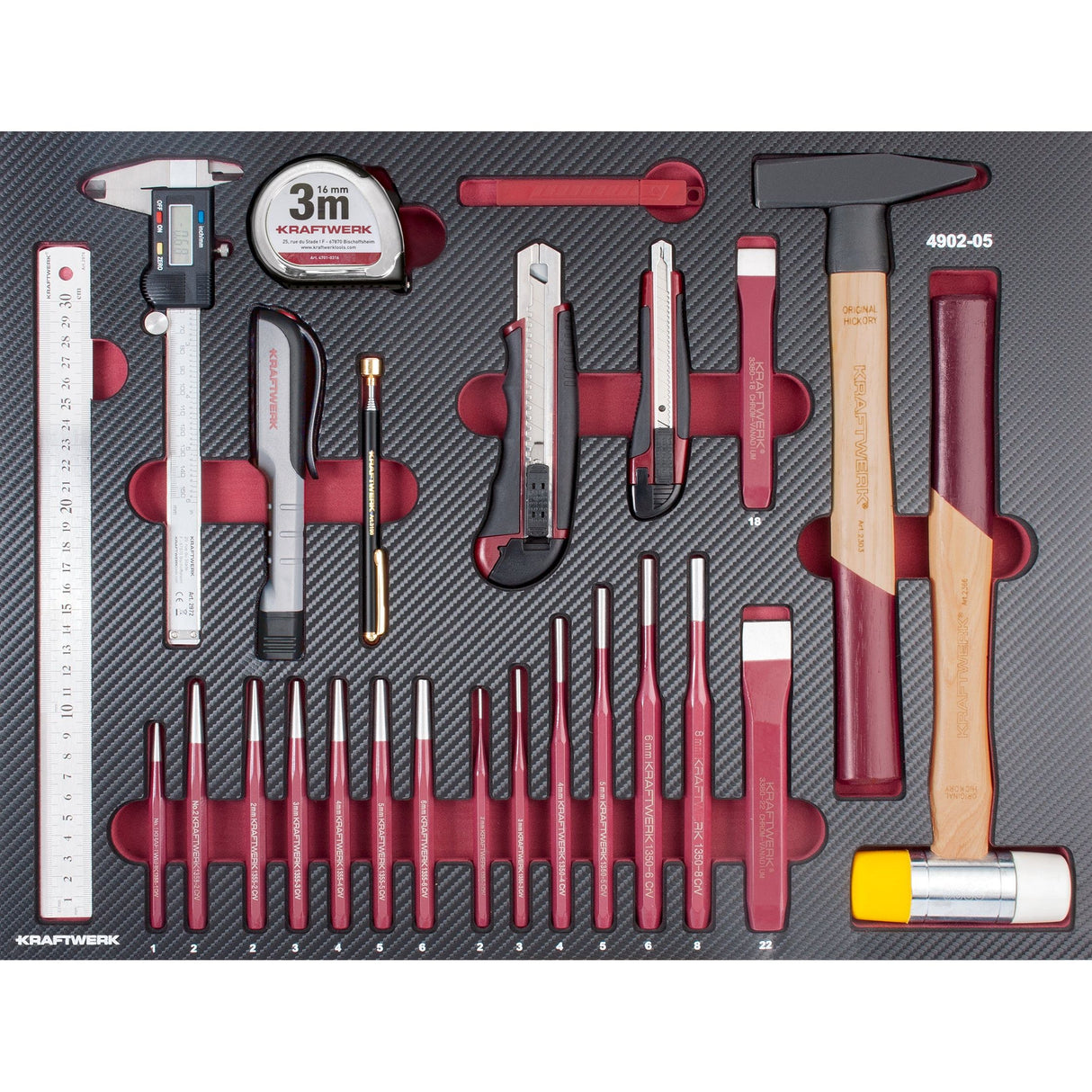 Kraftwerk PRO LINE COMPLETO Schlag-/Mess-/Schneidwerkzeug Set, EVA-Einlage, 41-tlg