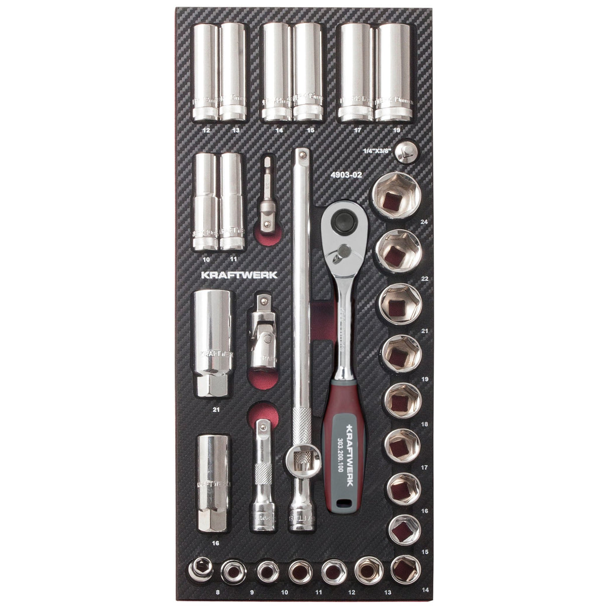 Kraftwerk PRO LINE COMPLETO 3/8" Steckschlüssel-Satz, EVA-Einlage, 32-tlg