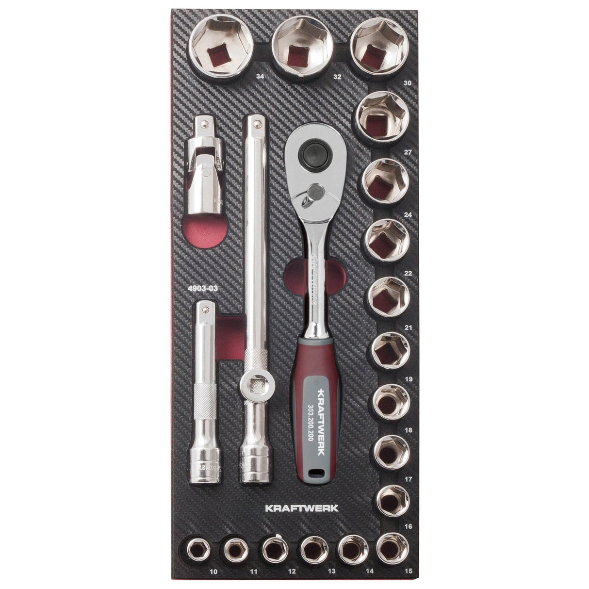 Kraftwerk PRO LINE COMPLETO 1/2" Steckschlüssel-Satz, EVA-Einlage, 22-tlg