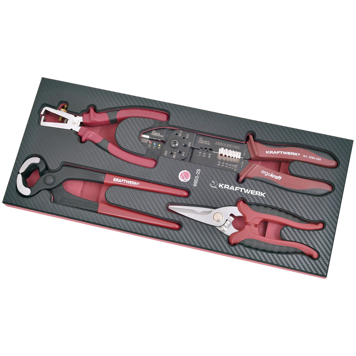 Kraftwerk PRO LINE COMPLETO Zangen- / Scheren Set, EVA-Einlage, 4-tlg